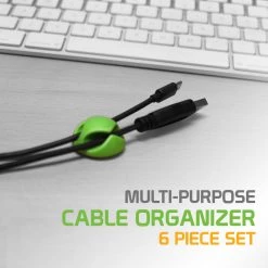 Cellet AC929 - Cable Clips, Multi-Purpose Self Adhesive Cable Organizer- For Desk Management - 6 Piece Multi-color Set- By Cyongear