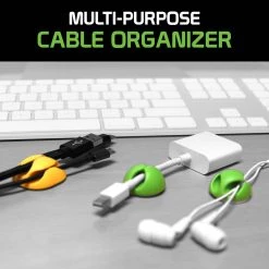 Cellet AC929 - Cable Clips, Multi-Purpose Self Adhesive Cable Organizer- For Desk Management - 6 Piece Multi-color Set- By Cyongear