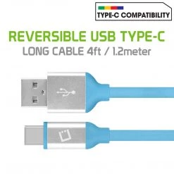 DCA4BL - Flexible / Soft / Tangle-Free Type A To Type C Data Cable - Blue - By Cellet Full Catalog