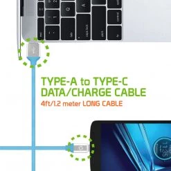 DCA4BL - Flexible / Soft / Tangle-Free Type A To Type C Data Cable - Blue - By Cellet Full Catalog