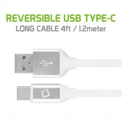 DCA4WT - Flexible / Soft / Tangle-Free Type A To Type C Data Cable - By Cellet White
