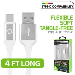 DCA4WT - Flexible / Soft / Tangle-Free Type A To Type C Data Cable - By Cellet White