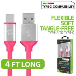 Full Catalog DCA4PK - Flexible / Soft / Tangle-Free Type A To Type C Data Cable - Pink - By Cellet 10 Full Catalog DCA4PK - Flexible / Soft / Tangle-Free Type A To Type C Data Cable - Pink - By Cellet