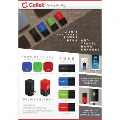 GoCellet Full Catalog BA2600BK - Combo Wall/Home Folding Blades Charger & Power Bank (2600 MAh)- Portable Charger -Black