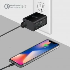 Full Catalog TCQC30BK- Cellet 4x Faster Compact Quick Charge 3.0 Home Charger - Black