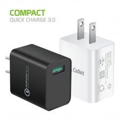 Full Catalog TCQC30BK- Cellet 4x Faster Compact Quick Charge 3.0 Home Charger - Black