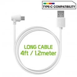 DCA904WT - Cellet Micro USB 90 Degree Type C Data Cable Connection For Samsung Galaxy S8 Edge, Samsung Galaxy 8 Edge, Galaxy J7, LG G6, And Other Android Devices White