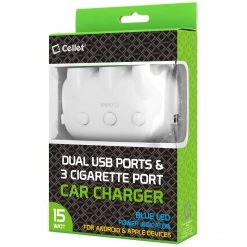 PBACK3WT - Cellet Dual USB Port & 3 Cigarette Port Car Charger For Android & Apple Devices - White Full Catalog 21 PBACK3WT - Cellet Dual USB Port & 3 Cigarette Port Car Charger For Android & Apple Devices - White Full Catalog