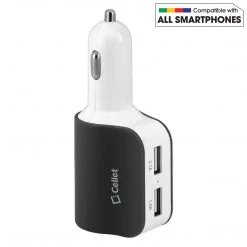 PUSBDC2BK - Cellet Universal High Power 15 Watt / 3.1 Amp Dual USB Car Charger - Black/White Full Catalog