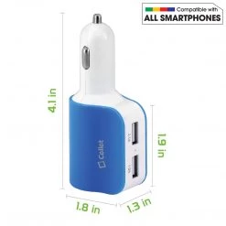 PUSBDC2BL - Cellet Universal High Power Dual USB Port & Cigarette Port 15W / 3.1Amps Dual USB Car Charger - Blue/White Full Catalog