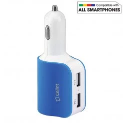 PUSBDC2BL - Cellet Universal High Power Dual USB Port & Cigarette Port 15W / 3.1Amps Dual USB Car Charger - Blue/White Full Catalog