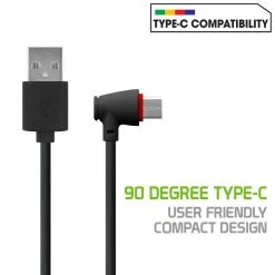 GoCellet DCA904BK - USB C To USB-A Cable With 90 Degree Connector 4 Feet Charging & Data Sync Cable