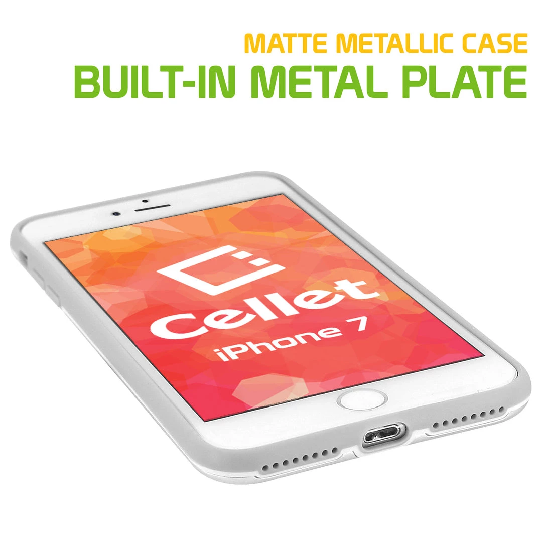 Cellet CCIPH7SL - Apple IPhone SE 2020 / 8 / 7 Matte Metallic Case (Built-in Metal Plate, Works With Magnetic Phone Holder) -Silver 5 Cellet CCIPH7SL - Apple IPhone SE 2020 / 8 / 7 Matte Metallic Case (Built-in Metal Plate, Works With Magnetic Phone Holder) -Silver