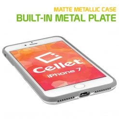 Cellet Full Catalog CCIPH7GY - Apple IPhone SE 2020 / 8 / 7 Matte Metallic Case (Built-in Metal Plate, Works With Magnetic Phone Holder) - Gray