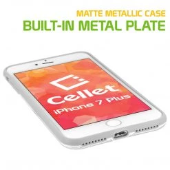 Cellet Full Catalog CCIPH7PSL - Apple IPhone 7/ 8 Plus Matte Metallic Case (Built-in Metal Plate, Works With Magnetic Phone Holder) -Silver