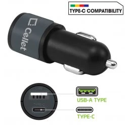 PUSBC21- Cellet Universal High Power 10W / 2.1A Dual USB A & USB C Port Car Charger Full Catalog 13 PUSBC21- Cellet Universal High Power 10W / 2.1A Dual USB A & USB C Port Car Charger Full Catalog