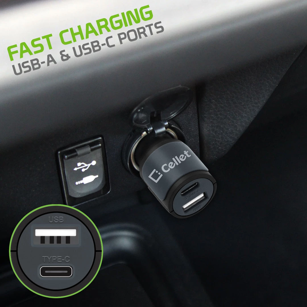 PUSBC21- Cellet Universal High Power 10W / 2.1A Dual USB A & USB C Port Car Charger Full Catalog 6 PUSBC21- Cellet Universal High Power 10W / 2.1A Dual USB A & USB C Port Car Charger Full Catalog