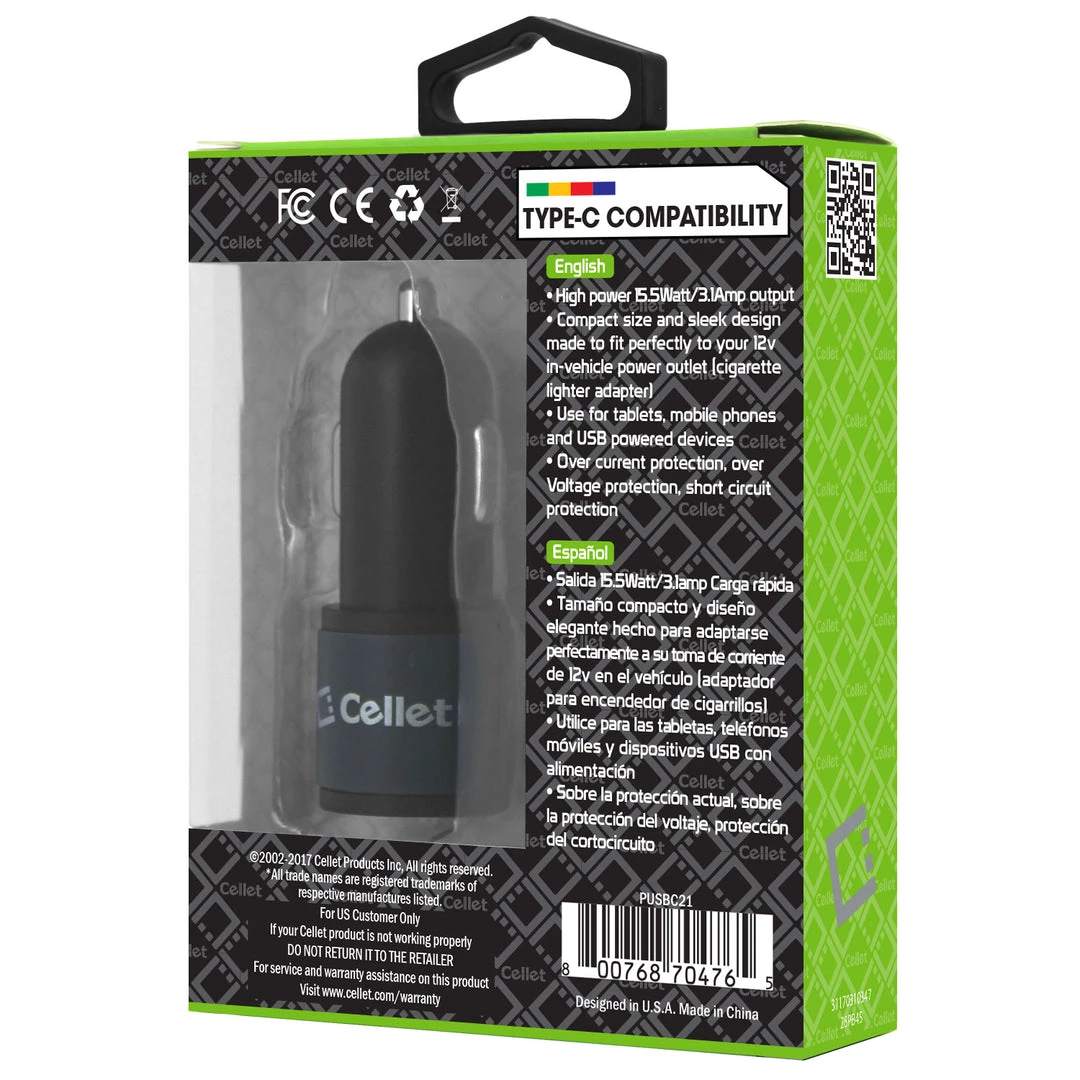 PUSBC21- Cellet Universal High Power 10W / 2.1A Dual USB A & USB C Port Car Charger Full Catalog 9 PUSBC21- Cellet Universal High Power 10W / 2.1A Dual USB A & USB C Port Car Charger Full Catalog