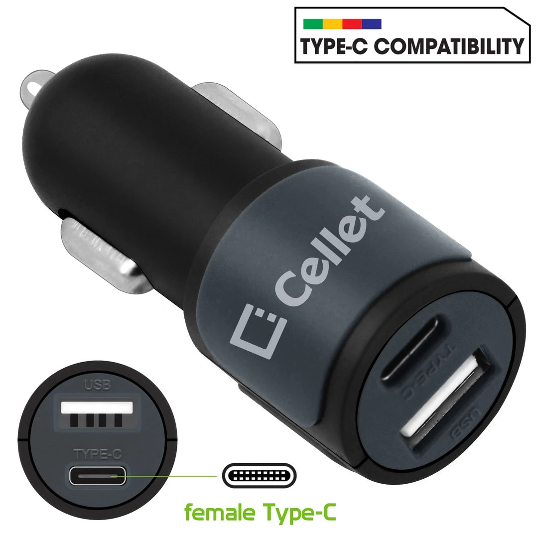 PUSBC21- Cellet Universal High Power 10W / 2.1A Dual USB A & USB C Port Car Charger Full Catalog 2 PUSBC21- Cellet Universal High Power 10W / 2.1A Dual USB A & USB C Port Car Charger Full Catalog