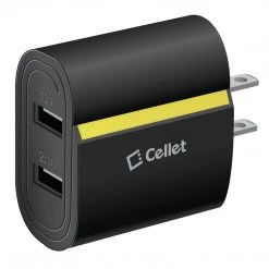 Cellet Wholesale Full Catalog TANN230BK - Cellet Dual USB Home Charger, 2.1 Amp / 10 Watt Wall Charger For Apple IPhone X, 8, 8 Plus, IPad Pro, IPad Mini 4, Samsung Galaxy Note 8, Galaxy S8, S8 Plus, Etc. - Cable Sold Separately - Black
