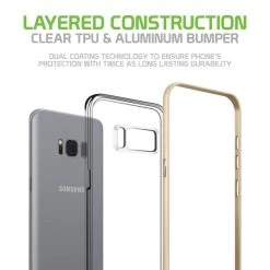 Cellet CCSAMS8GL - Samsung Galaxy S8 Clear Dual TPU & Aluminum Bumper Case Cover- Gold Color