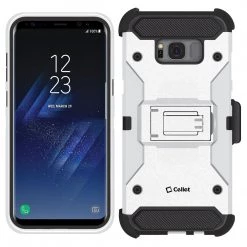 Cellet CCSAMS8VWT - Samsung Galaxy S8 Heavy Duty Combo Case With Holster, Holster Shell + Kickstand - White Full Catalog