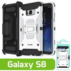Cellet CCSAMS8VWT - Samsung Galaxy S8 Heavy Duty Combo Case With Holster, Holster Shell + Kickstand - White Full Catalog