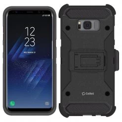 Cellet CCSAMS8PVBK - Samsung Galaxy S8+ Heavy Duty Combo Case With Holster, Holster Shell + Kickstand - Black Full Catalog