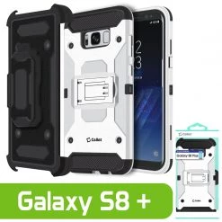 Cellet CCSAMS8PVWT - Samsung Galaxy S8+ Heavy Duty Combo Case With Holster, Holster Shell + Kickstand - White Full Catalog