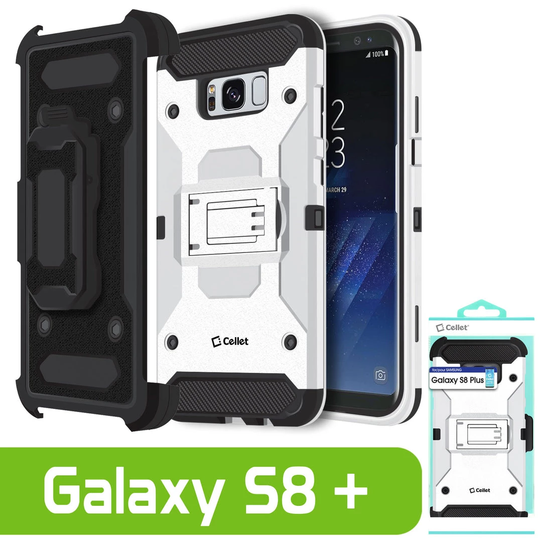 Cellet CCSAMS8PVWT - Samsung Galaxy S8+ Heavy Duty Combo Case With Holster, Holster Shell + Kickstand - White Full Catalog 1 Cellet CCSAMS8PVWT - Samsung Galaxy S8+ Heavy Duty Combo Case With Holster, Holster Shell + Kickstand - White Full Catalog