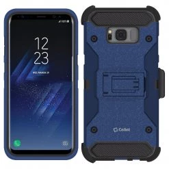 Cellet CCSAMS8PVBL - Samsung Galaxy S8+ Heavy Duty Combo Case With Holster, Holster Shell + Kickstand - Navy Blue