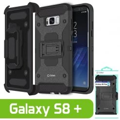 Cellet CCSAMS8PVDG - Samsung Galaxy S8+ Heavy Duty Combo Case With Holster, Holster Shell + Kickstand - Dark Grey