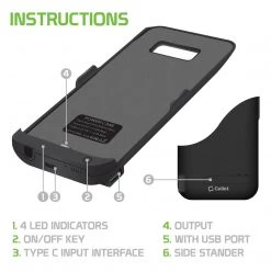 BSAMS8BK - Cellet 5500mAh Rechargeable External Battery Case For Samsung Galaxy S8 - Black