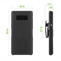 Full Catalog HLSAMN8 - Shell Holster Kickstand Case With Spring Belt Clip For Samsung Galaxy Note 8 – Black – By Cellet