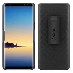 Full Catalog HLSAMN8 - Shell Holster Kickstand Case With Spring Belt Clip For Samsung Galaxy Note 8 – Black – By Cellet