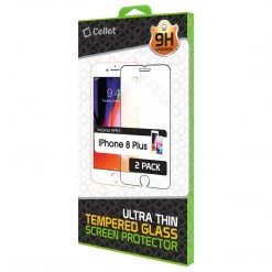 Full Catalog SGIPH8P2 - 2 Piece Pack Tempered Glass Screen Protector For Apple IPhone 8plus, 7plus, 6S Plus, 6plus (9H, 0.3mm) - By Cellet