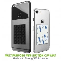 SCUPBK5 - 5 Pack Multipurpose Mini Suction Cup Mat With Strong 3M Adhesive - By Cellet / Black