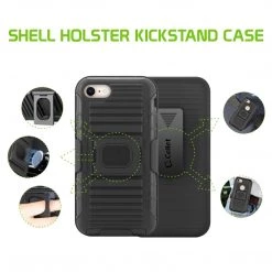 HLSAMN8R - Shell Holster Kickstand Case With Spring Belt Clip For Samsung Note 8 – Black – By Cellet