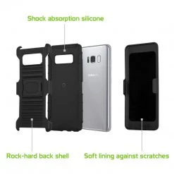 HLSAMN8R - Shell Holster Kickstand Case With Spring Belt Clip For Samsung Note 8 – Black – By Cellet
