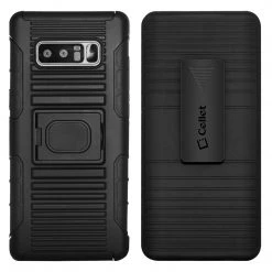 HLSAMN8R - Shell Holster Kickstand Case With Spring Belt Clip For Samsung Note 8 – Black – By Cellet