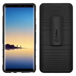 HLSAMN8R - Shell Holster Kickstand Case With Spring Belt Clip For Samsung Note 8 – Black – By Cellet