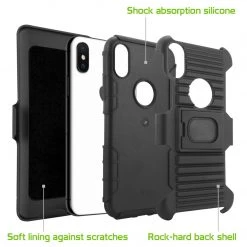 HLIPHXRING - Shell Holster Kickstand Case With Spring Belt Clip For Apple IPhone Xs & X – Black – By Cellet Full Catalog