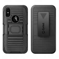 HLIPHXRING - Shell Holster Kickstand Case With Spring Belt Clip For Apple IPhone Xs & X – Black – By Cellet Full Catalog