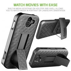 HLKYODURAFP - Kyocera Duraforce Pro Holster, Shell Holster Kickstand Case With Spring Belt Clip For Kyocera Duraforce Pro - Black- By Cellet