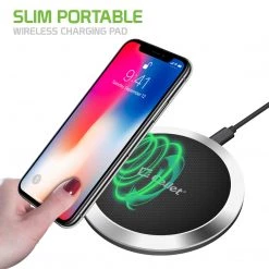 QI500 - Wireless Charging Pad, High Power 10 Watts (2.1 Amp) Ultra-Slim Wireless Charging Pad For Samsung Galaxy S9/S9 Plus, S8/S8 Plus, Galaxy Note 8, Apple IPhone X, 8/8 Plus And All Wireless (Qi) Enabled Devices By Cellet - Grey