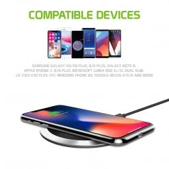 QI500 - Wireless Charging Pad, High Power 10 Watts (2.1 Amp) Ultra-Slim Wireless Charging Pad For Samsung Galaxy S9/S9 Plus, S8/S8 Plus, Galaxy Note 8, Apple IPhone X, 8/8 Plus And All Wireless (Qi) Enabled Devices By Cellet - Grey