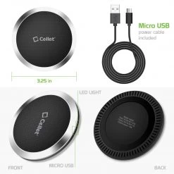 QI500 - Wireless Charging Pad, High Power 10 Watts (2.1 Amp) Ultra-Slim Wireless Charging Pad For Samsung Galaxy S9/S9 Plus, S8/S8 Plus, Galaxy Note 8, Apple IPhone X, 8/8 Plus And All Wireless (Qi) Enabled Devices By Cellet - Grey