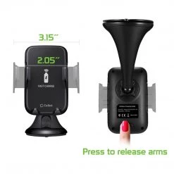 Full Catalog QI600 - 2-in-1 Wireless Charging Phone Mount, Fast Wireless Charging (10 Watt/2.1 Amp) Air Vent And Dashboard Phone Mount For Apple IPhone X, 8, 8 Plus, Samsung Galaxy S9/S9 Plus, S8/S8 Plus, Galaxy Note 8, And More - By Cellet