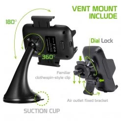 Full Catalog QI600 - 2-in-1 Wireless Charging Phone Mount, Fast Wireless Charging (10 Watt/2.1 Amp) Air Vent And Dashboard Phone Mount For Apple IPhone X, 8, 8 Plus, Samsung Galaxy S9/S9 Plus, S8/S8 Plus, Galaxy Note 8, And More - By Cellet