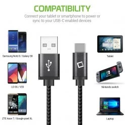 Full Catalog DCA4IN3 - 3 Pack Premium Type C Data Sync Cable, 4” Heavy Duty Nylon Braided Type C Charging/Data Sync Cable By Cellet